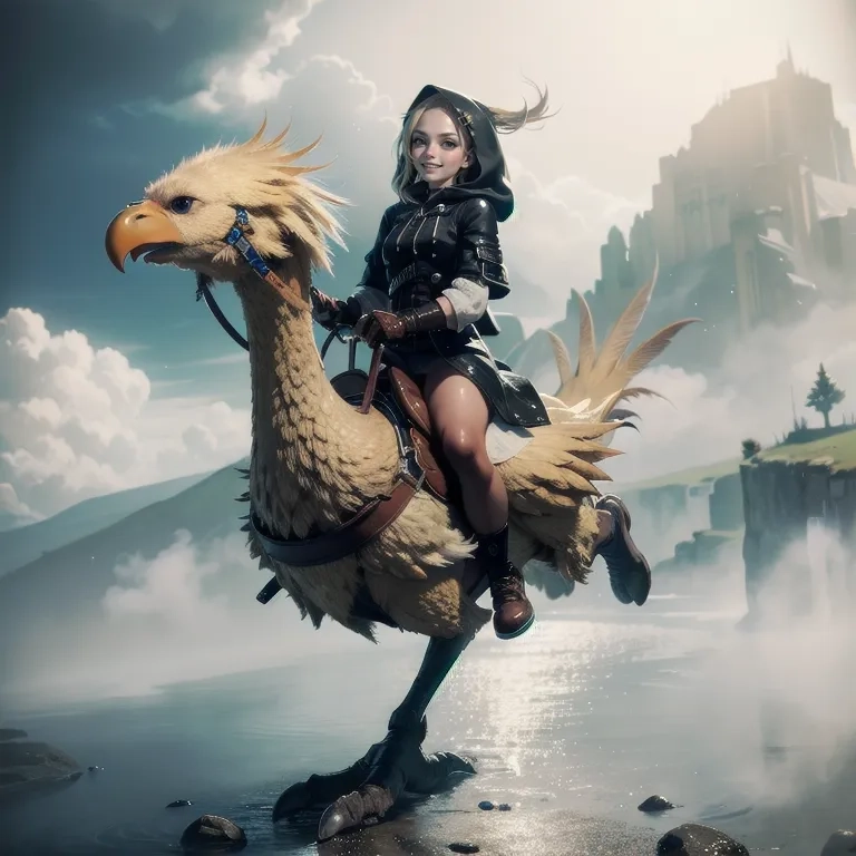 Girls Ridding Chocobos with AstreaPixie Mix :: AI Art by ...